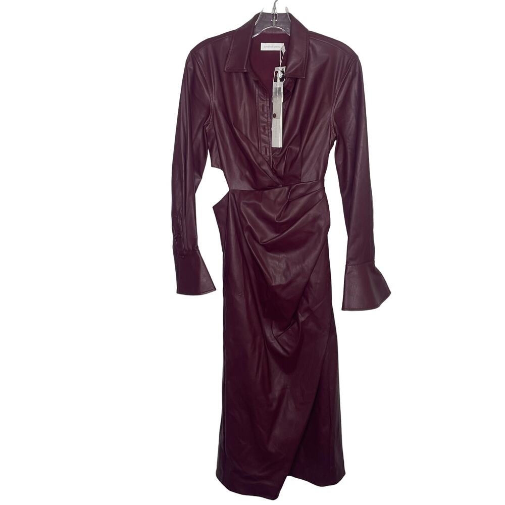 Jonathan Simkhai Burgundy Leather Midi Dress - Picture 3 of 16